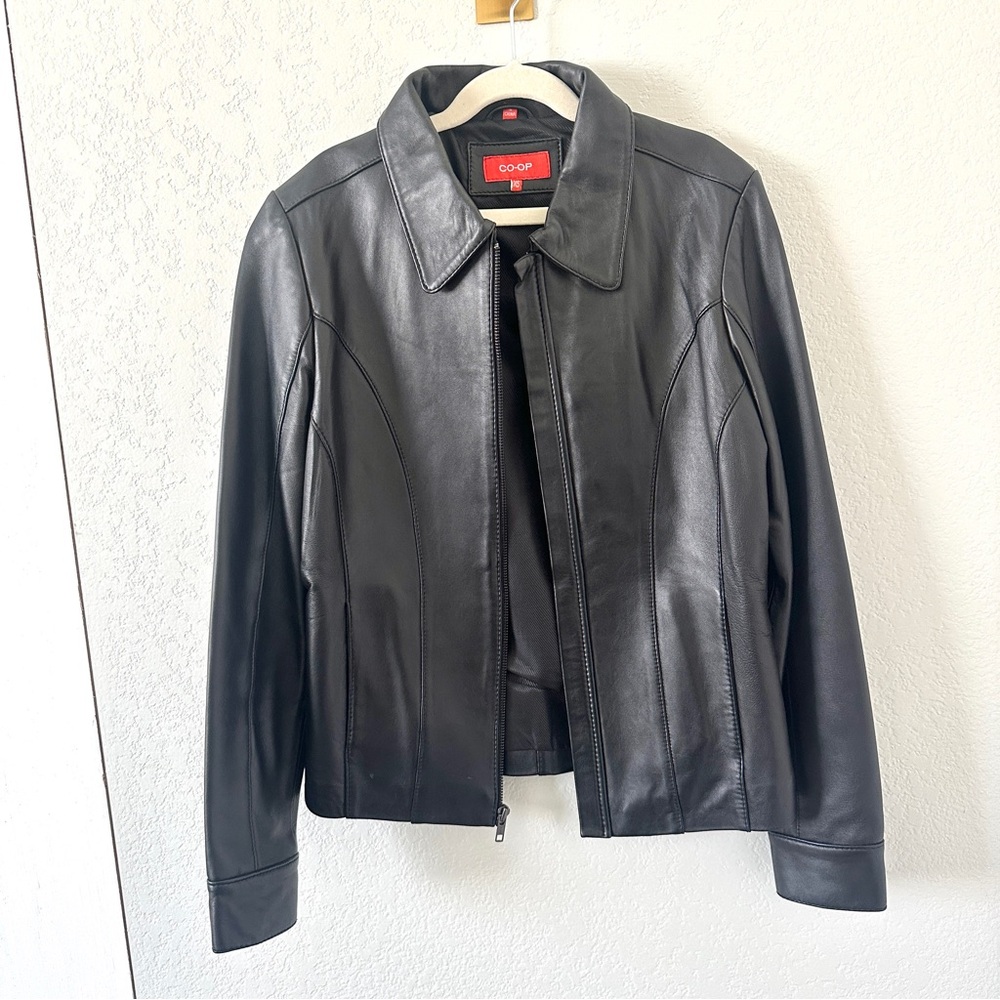 CO-OP Black Leather Jacket for Women, Size XS